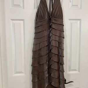 Cache Halter~Layered Cocktail Dress, Size 8, Shimmering Brown in color. Form fit